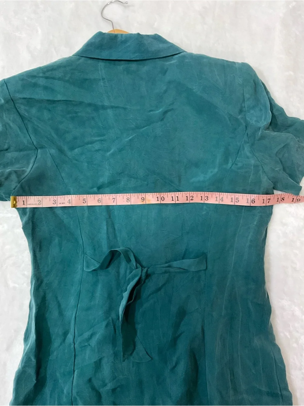 Vintage karin stevens Teal Button-Front Short-Sleeve Dress